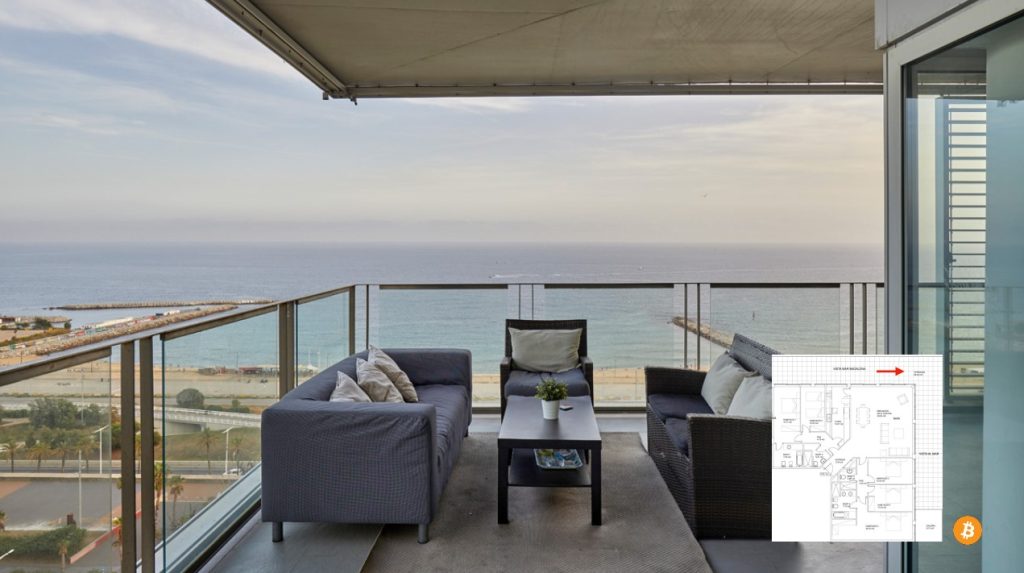 Vista al mar del apartamento de lujo en Barcelona vendido en Bitcoins 