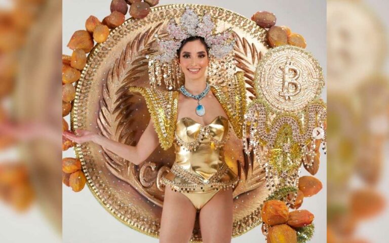 Miss Universo El Salvador es criticada por llevar a Bitcoin en las pasarelas
